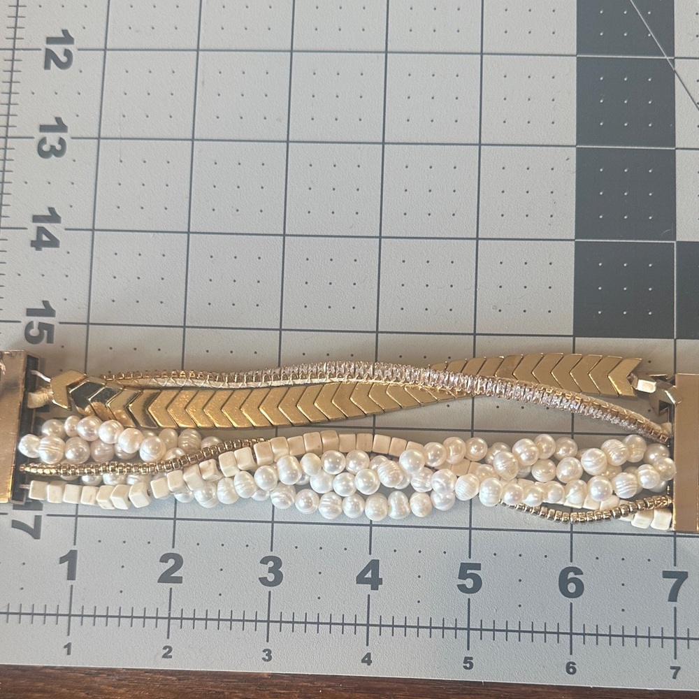 Gold and Pearl Multi-Strand Bracelet-nwot